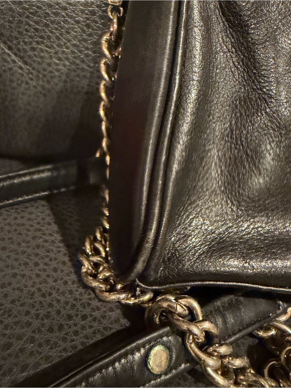 Rebecca Minkoff Black Leather Chain Strap Crossbody with Gold Hardware - Picture 9 of 11